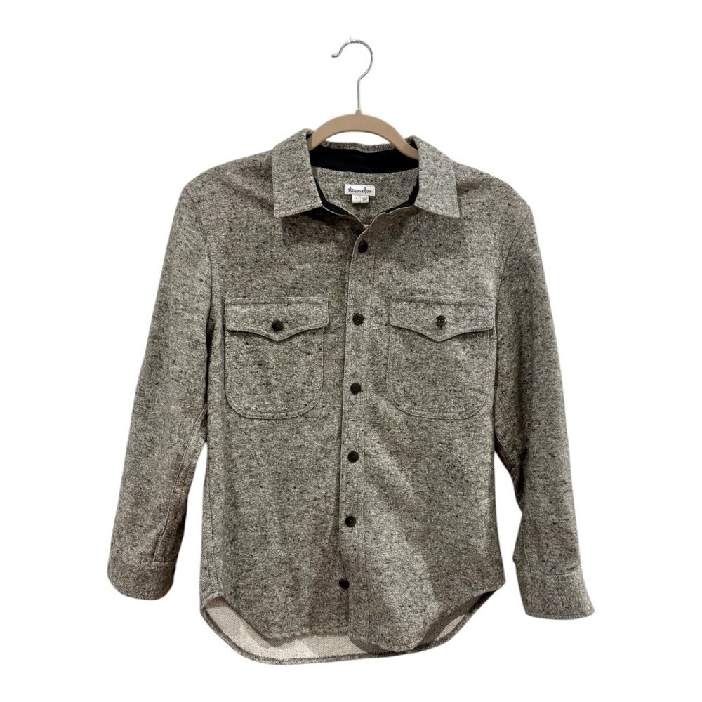 Steven Alan Triple-Stitch Camp Collar Men’s Wool Shirt Size Small Gray